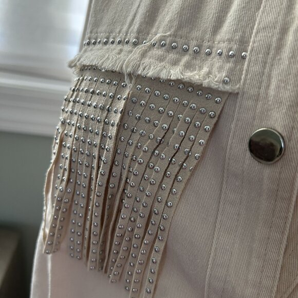 NIKKI LUND  fringe oversized jacket - natural, Size SMALL, NWT - Picture 7 of 13